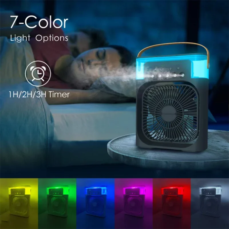 Portable Air Cooler Fan - 3 Speed Mini Humidifier with LED Night Light for Home, Office & Bedroom Cooling