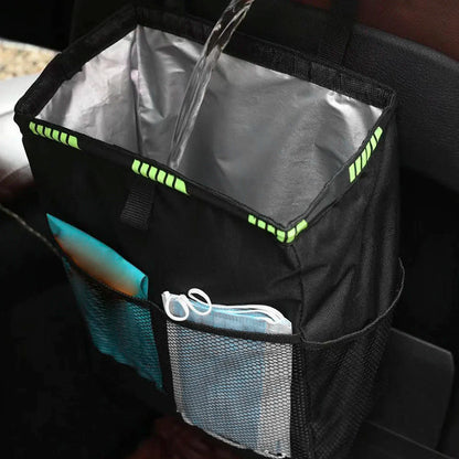 Waterproof Foldable Car Trash Can - Large Capacity Hanging Rubbish Bin & Waste Organizer for Car Accessories
