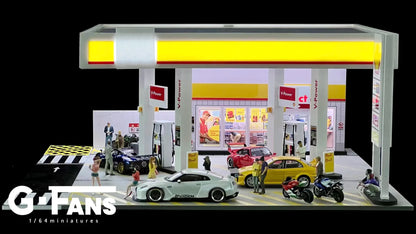 GFans 1:64 Scale Diorama Car Garage Model – LED Lighted Parking Lot DIY City Set for Collection & Display Gifts