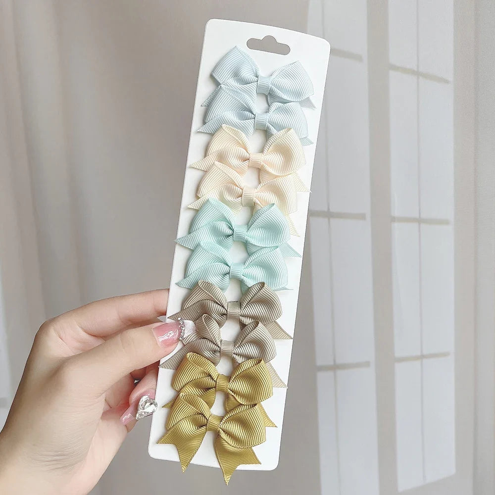 10pcs Kids Bow Hair Clips - Handmade Ribbon Bowknot Barrettes for Baby Girls Hair Accessories