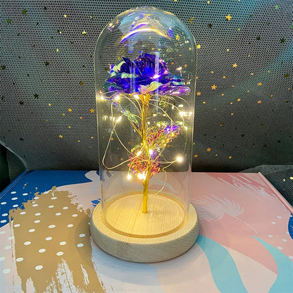LED Eternal Rose Gift - 24K Gold Foil Flower with Glass Dome Light for Valentine’s Day, Wedding & Special Occasions
