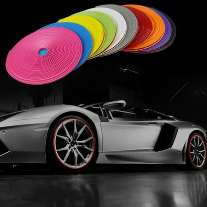 8-Meter Red Car Bumper Decorative Strip - Wheel Hub Ring Moulding Trim for Edge Protection and Exterior Car Styling Accessories