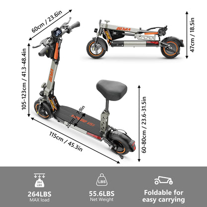 VIPCOO VS1 Electric Scooter – 700W Motor, 48V 13AH Battery, Portable Folding with 10” Off-Road Air Tires