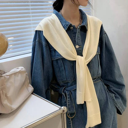 Lightweight Knitted Shawl for Women – Style Summer Cape with Fake Collar
