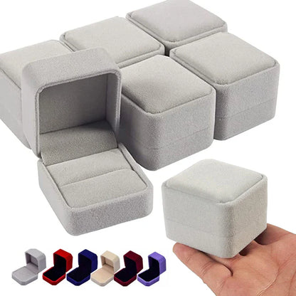 6PCS Red Velvet Heart Ring Boxes – Romantic Jewelry Display & Gift Case for Engagement, Wedding & Wholesale