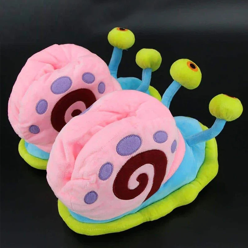 Funny Snail Cartoon Slippers – Warm Cotton Indoor Anti-Slip Shoes for Men & Women Winter