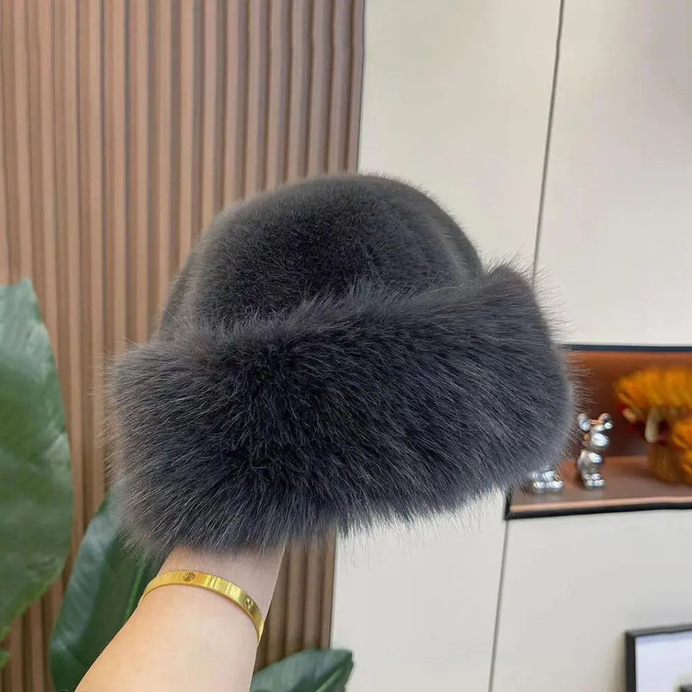 Women’s Winter Fluffy Fur Hat – Thick Warm Faux Fur Ski Cap, Russian Mink Fisherman Style, Windproof