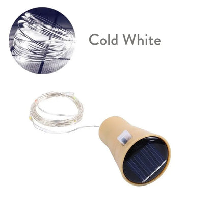 Solar Wine Bottle Lights – 10LED/15LED/20LED Cork Shape Fairy Lights, Copper Wire Garland for Christmas & Home Room Decoration