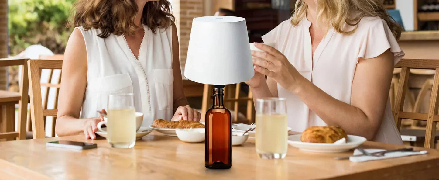 USB Rechargeable Bottle Lamp — Touch Control 3-Color Stepless Dimming Night Light for Wine Bottles & Desk