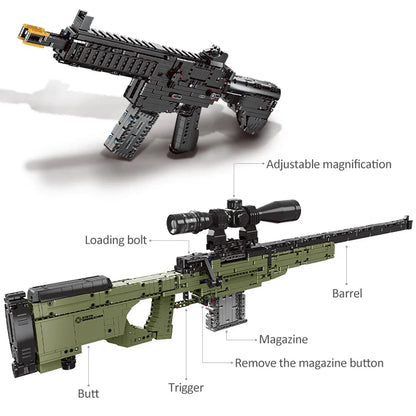 ZKZC WW2 Military Weapon Building Block Set – Shotgun, Sniper & Assault Rifle Toy for Kids Gifts