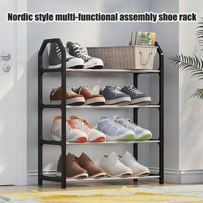 4-Floor Creative Home Shoe Rack – Dormitory Door Storage Cabinet, Black, 2 Sets Assembly Components for Shoes