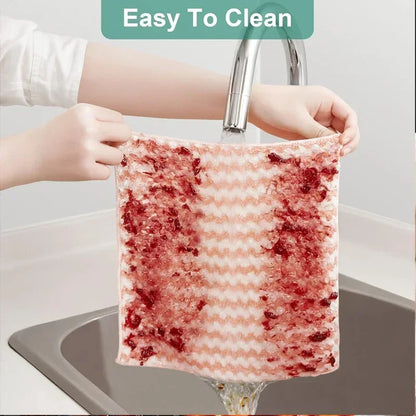 Microfiber Velvet Cleaning Cloth – Thickened, High-Absorbent Dishcloths for Kitchen, Washing & Household Wiping