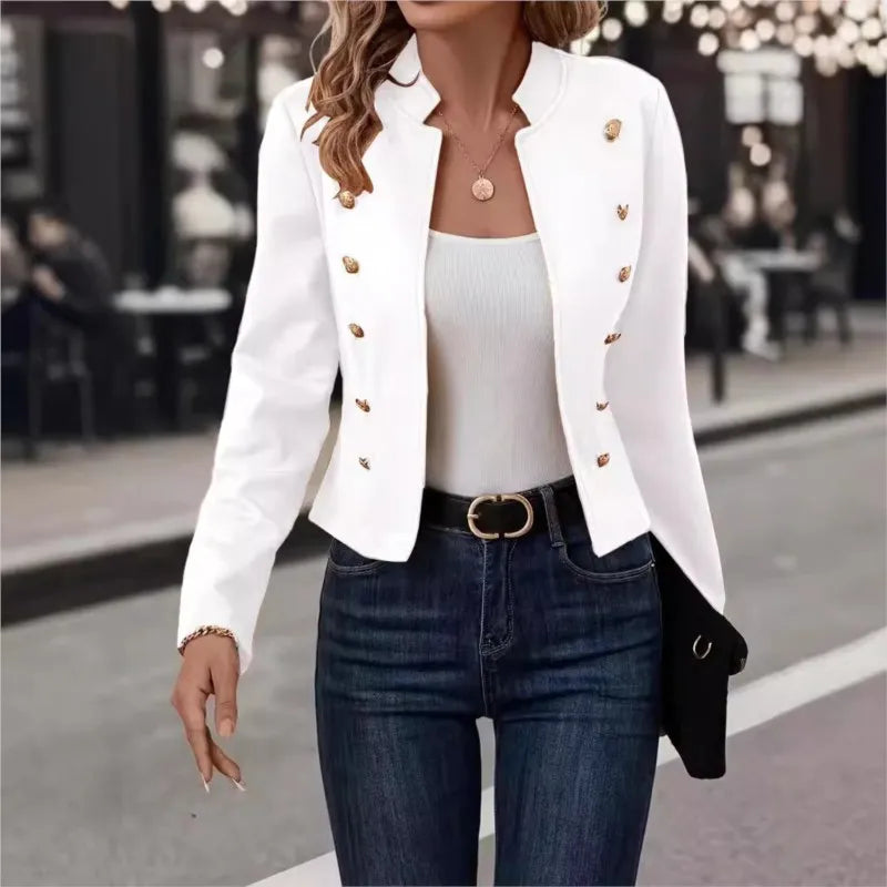 2024 Women's Double-Breasted Suit Jacket – Thin, Solid Color, Versatile Fashion for Autumn & Winter