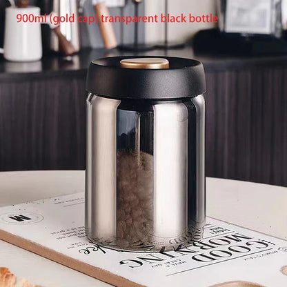 Vacuum Sealed Glass Coffee Bean Jar — Airtight, Moisture-Proof Household Container with Air Extraction for Fresh Coffee