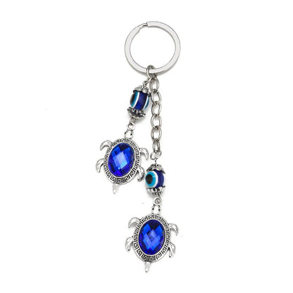 Lucky Eye Fatima Hand Keychain – Alloy Tree of Life Elephant Owl Blue Turkish Evil Eye Car Keyring Jewelry for Men & Women Gift