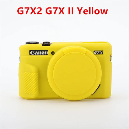 Canon G7X Mark II Silicone Camera Case - Soft Rubber Protective Skin Cover with Lens Protector for G7XII G7X2 G7X3 G7XIII