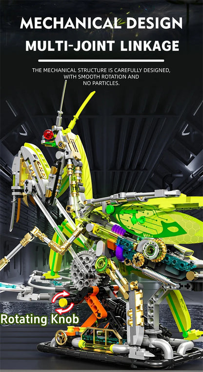 Mechanical Shark & Sea Life Building Blocks Set – Crocodile, Parrot, Mantis, Frog, Manta Ray Toy for Kids