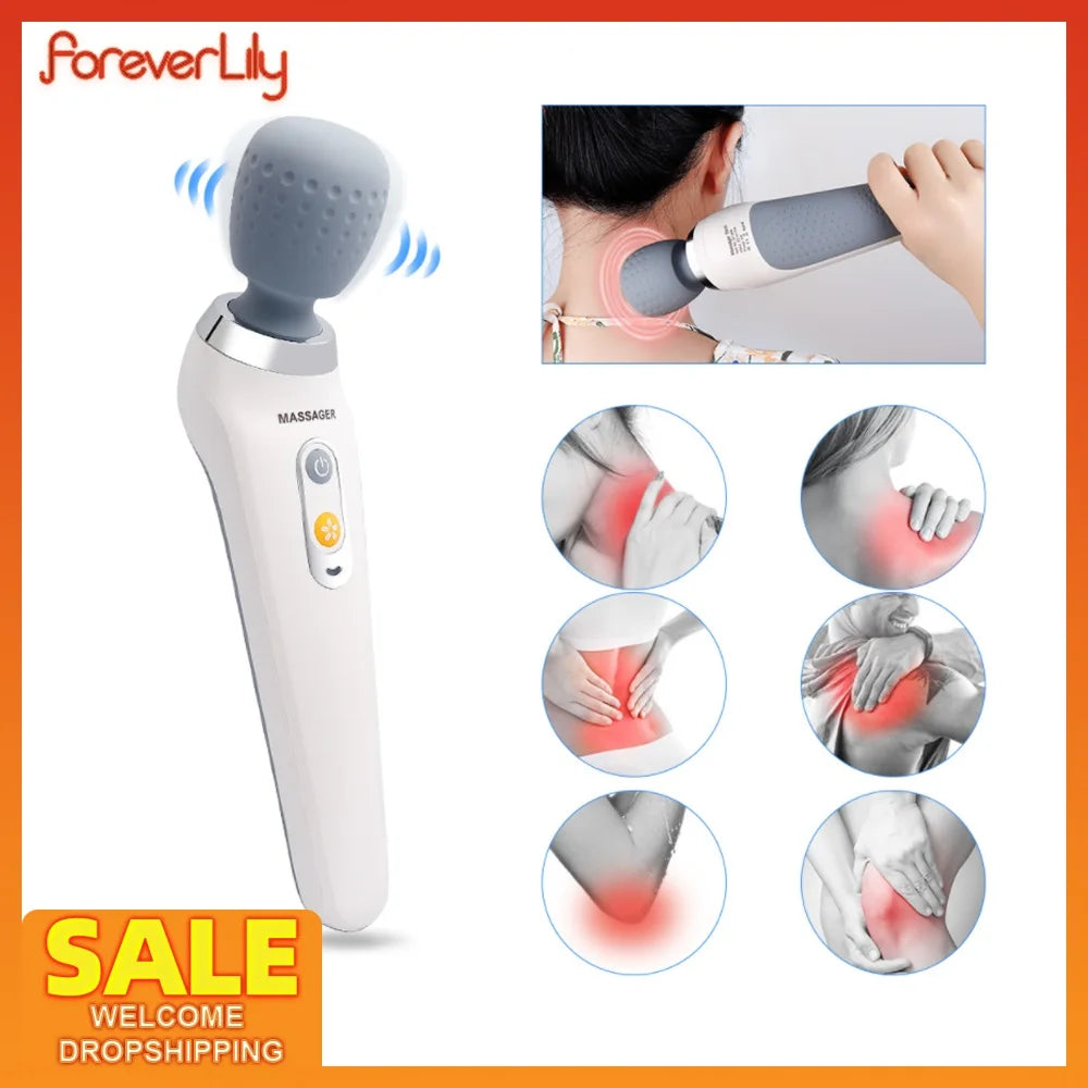 USB Handheld Electric Wand Massager – High-Frequency Deep Tissue Body, Neck & Back Muscle Relaxation Vibrator