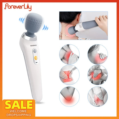 USB Handheld Electric Wand Massager – High-Frequency Deep Tissue Body, Neck & Back Muscle Relaxation Vibrator