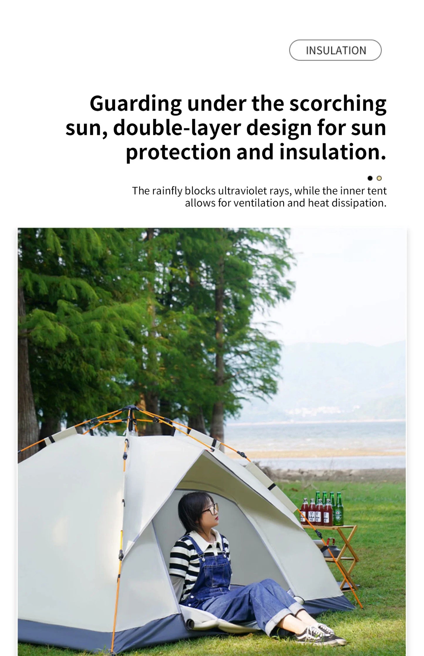 Outdoor Folding Tent – Fully Automatic Quick Opening, 3-4 Person Self-Driving Camping Tent, Rain & Sun Proof, Portable
