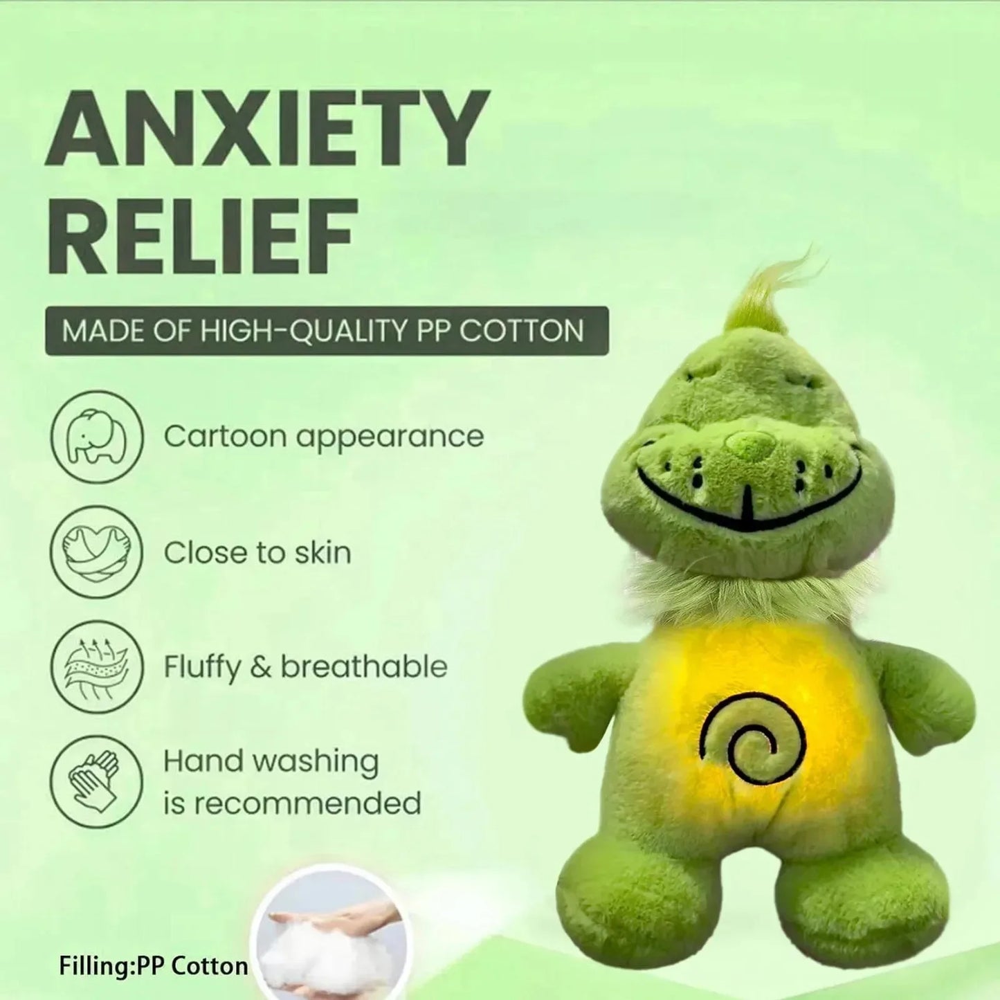 Grinch Plush Toy Doll — Green-Haired Monster Stuffed Companion for Comfort, Soothing, and Sleep
