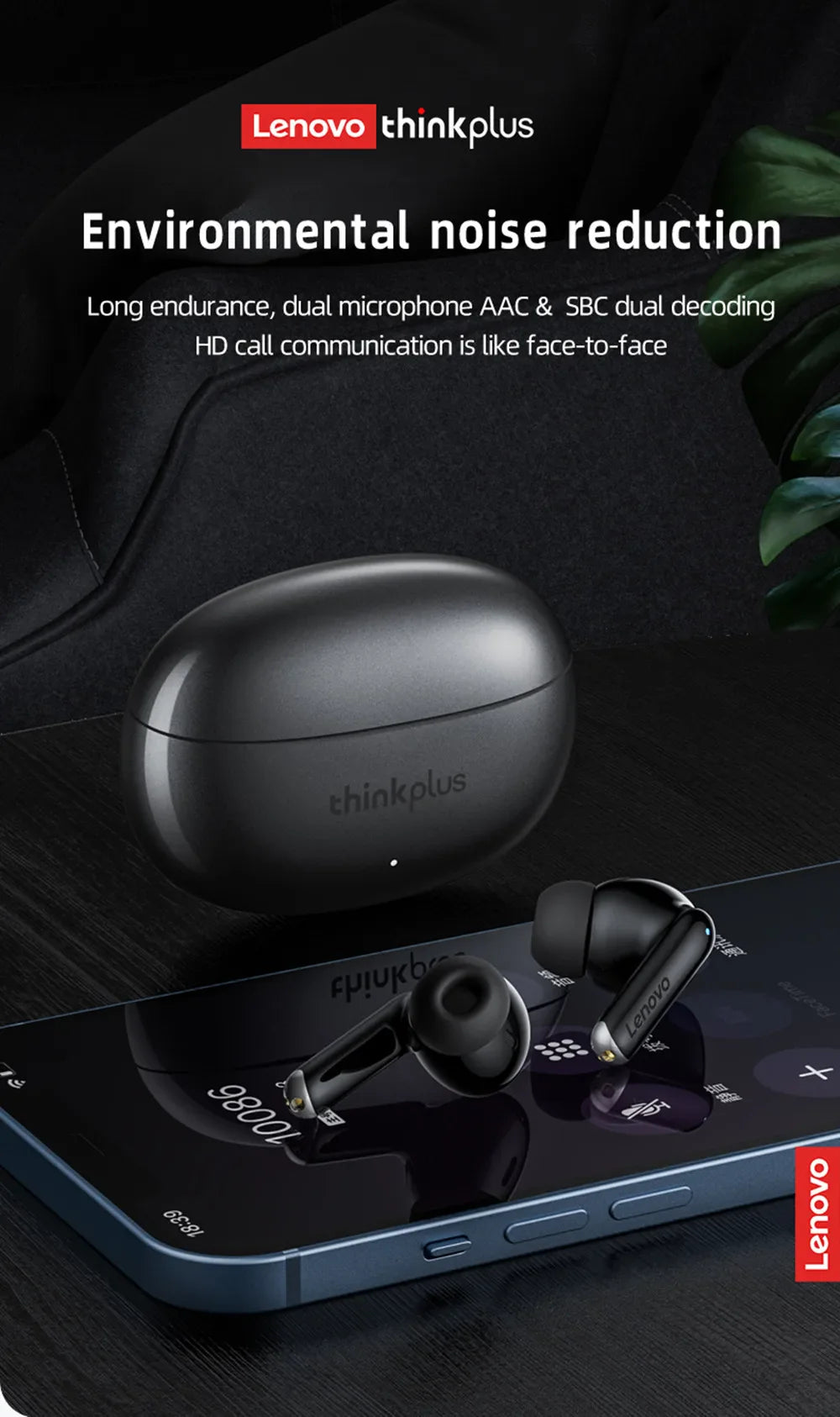 Lenovo XT88 TWS Wireless Earphones – Bluetooth 5.3, Dual MIC, Stereo Bass HIFI, Noise-Reducing Touch Control Earbuds