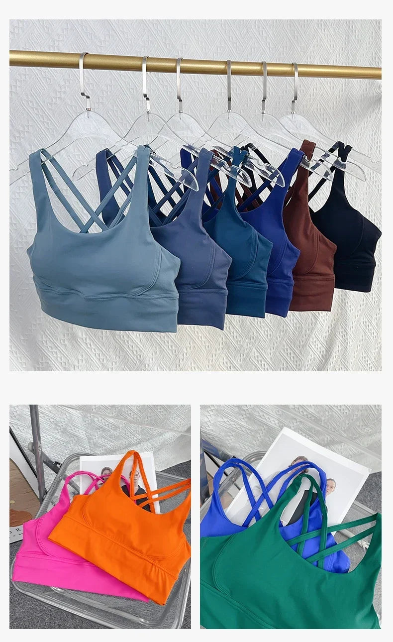 Women’s Sexy Crossback Yoga Sports Bra — Breathable, Quick-Dry, Shockproof Fitness & Running Bra