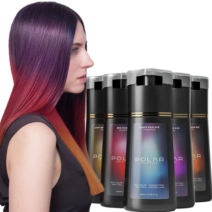 200ml Hair Dye Shampoo - Natural Gray Hair Coverage for Women & Men Semi-Permanent Black Brown Purple Color Kit