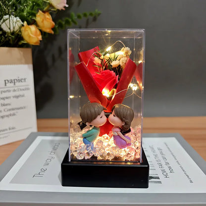 LED Eternal Rose Gift - 24K Gold Foil Flower with Glass Dome Light for Valentine’s Day, Wedding & Special Occasions