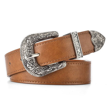 Vintage Carved Needle Buckle Belt — PU Leather Punk Hip Hop Rock Style Unisex Jeans Belt, Y2K Fashion Accessory