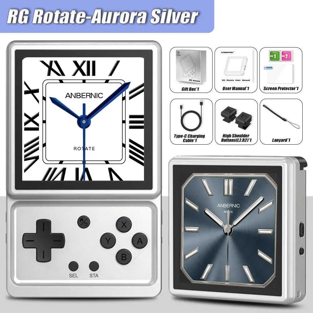 ANBERNIC RG Rotate Android Handheld Game Console – 3.5” IPS 720×720 Retro Gaming Emulator, T618 WiFi Portable Player 3GB+32GB