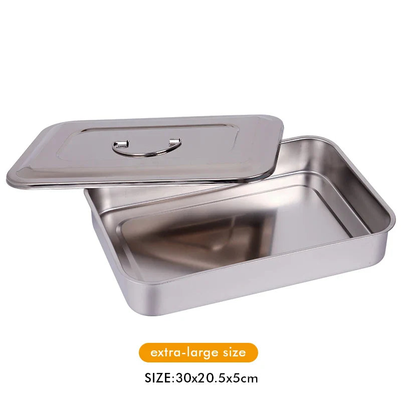 Stainless Steel Dental Instrument Tray with Lid – Medical Sterilization Box for Surgical Tools, Disinfection Storage Container