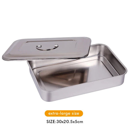 Stainless Steel Dental Instrument Tray with Lid – Medical Sterilization Box for Surgical Tools, Disinfection Storage Container