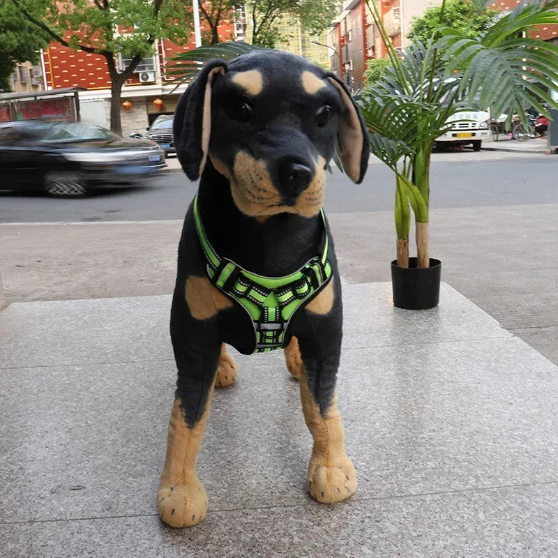 Adjustable No-Pull Reflective Dog Harness – Soft, Breathable Nylon Vest with Leash for Small & Large Dogs