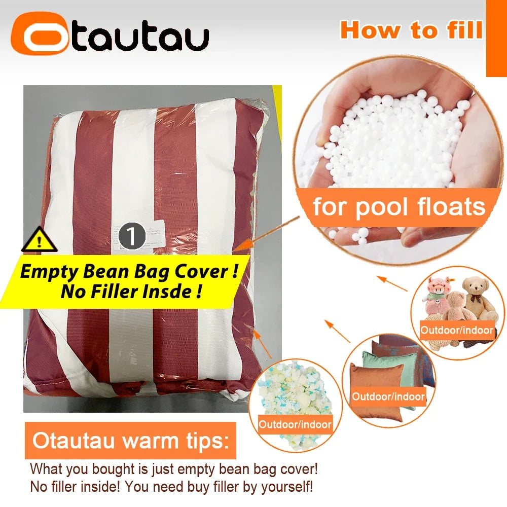 OTAUTAU 2-Seat Outdoor Bean Bag Sofa Cover - Waterproof Garden, Camping & Pool Lounger