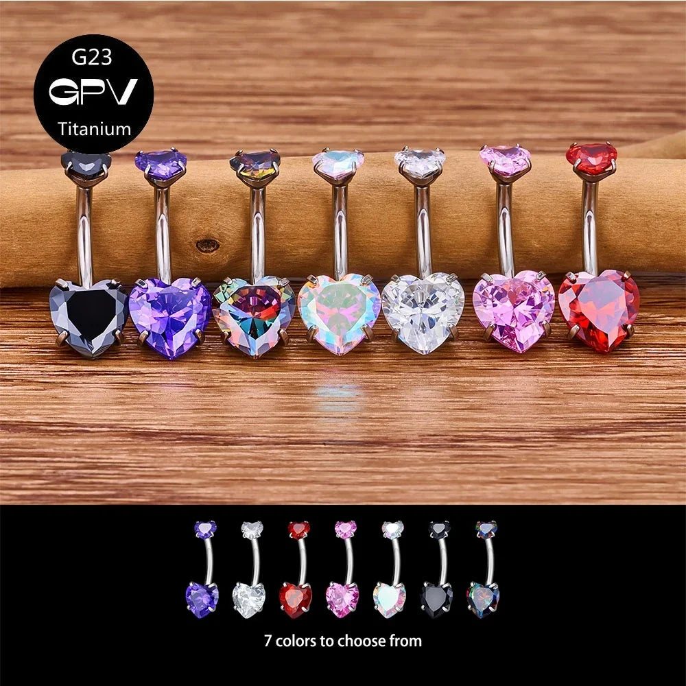 G23 Titanium Double-Head Navel Ring - Fashionable Love Design Belly Button Jewelry