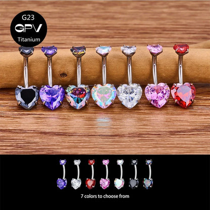 G23 Titanium Double-Head Navel Ring - Fashionable Love Design Belly Button Jewelry