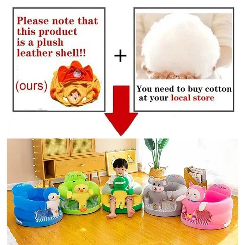 Baby Animal Plush Sofa Cover - Soft Feeding Chair Seat Cover for Toddlers, Comfortable Baby Sofa Cushion Without Filling