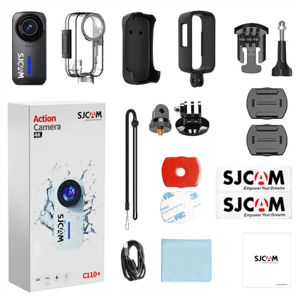 SJCAM C110+ 4K Action Camera – 30fps, 6-Axis GYRO, WiFi Remote, 1050mAh, Portable Sports DV for Helmet & Motorcycle