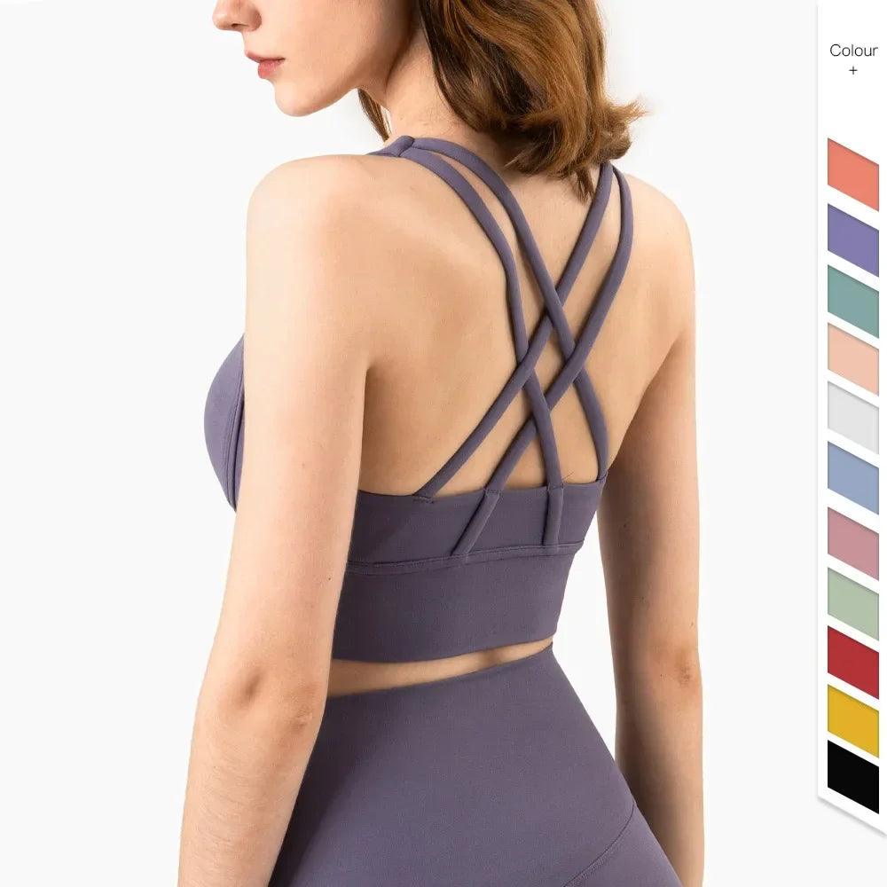 Women’s Summer Crossback Sports Bra — Breathable Fitness & Yoga Tank Top | Gym Crop Top