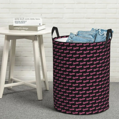 Custom Barbie Logo Laundry Basket – Collapsible Large Capacity Clothes Storage Bin, Disney Baby Hamper