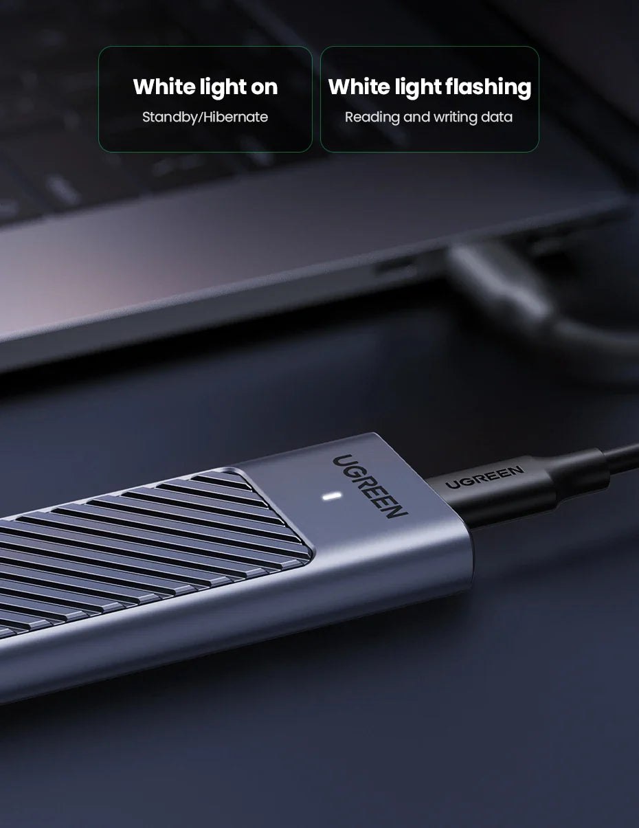 UGREEN M.2 SSD Enclosure – 20Gbps USB 3.2 Gen2 Type-C Adapter for NVMe & SATA SSD (M & B+M Key)