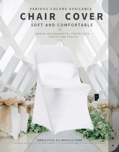 READOR White Spandex Chair Covers – 30/50/100Pcs Stretch Slipcovers for Wedding, Party & Banquet Folding Chairs