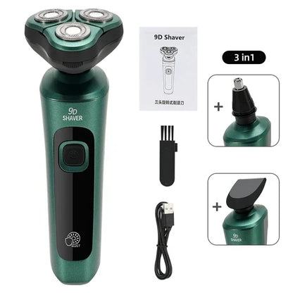 Smart Electric Shaver with LCD Display – 3-Head Floating Rechargeable Razor for Men, USB Charging Beard Trimmer & Washable Grooming Tool