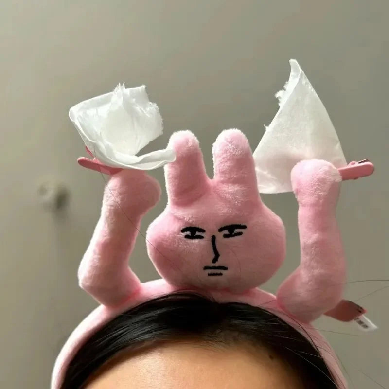 1–20PCS Pink Bunny Plush Headbands – Cute Fun Hair Bands for Bangs, Photos & Costume Decoration