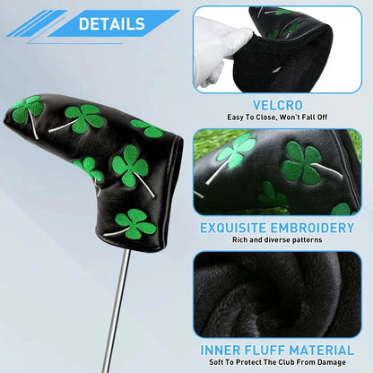 Golf Putter Head Cover – PU Leather Blade Club Protector, Black & White, Universal Fit for Men & Women