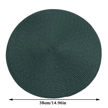 38cm Round Braided Tableware Mat – Washable, Anti-Slip, Heat-Resistant Dining Placemat and Drink Coaster for Home Decor