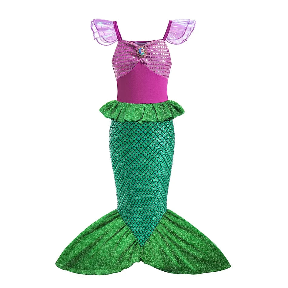 2026 Girls Princess Costume Dress - Elsa, Anna, Snow White, Aurora, Moana, Rapunzel, Mermaid & Belle Carnival Cosplay Party Outfit