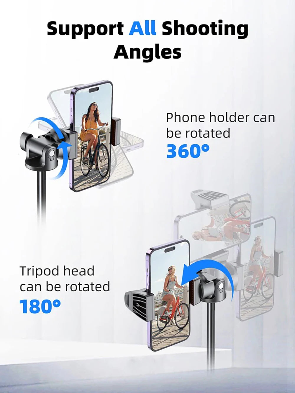 Selfie Stick Tripod for iPhone 15-12, Pro Max, Samsung & GoPro – Lightweight with Wireless Bluetooth Remote & Tripod Stand
