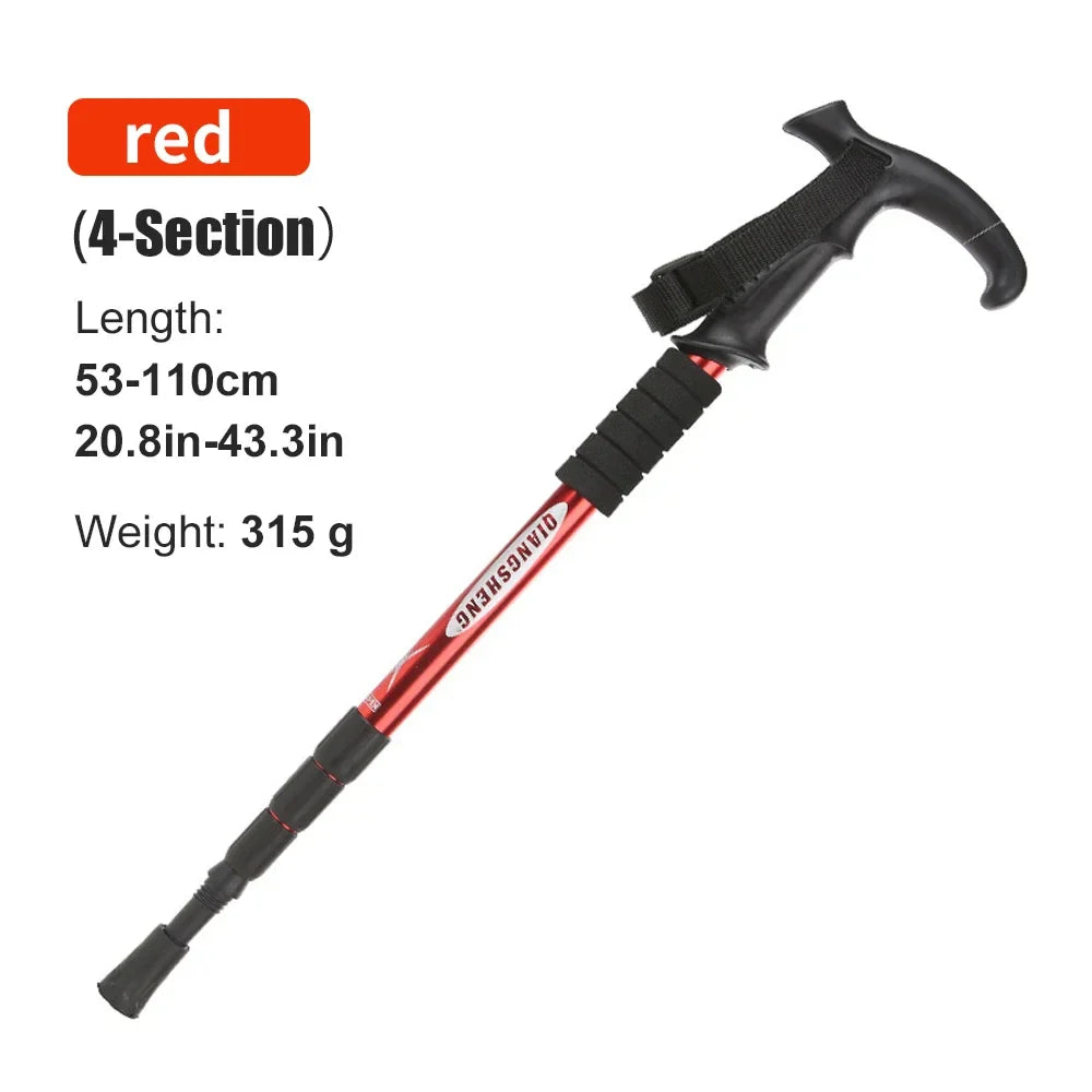 Outdoor Folding Trekking Pole – 4-Section Lightweight Telescopic Walking Stick for Hiking, Camping & Climbing